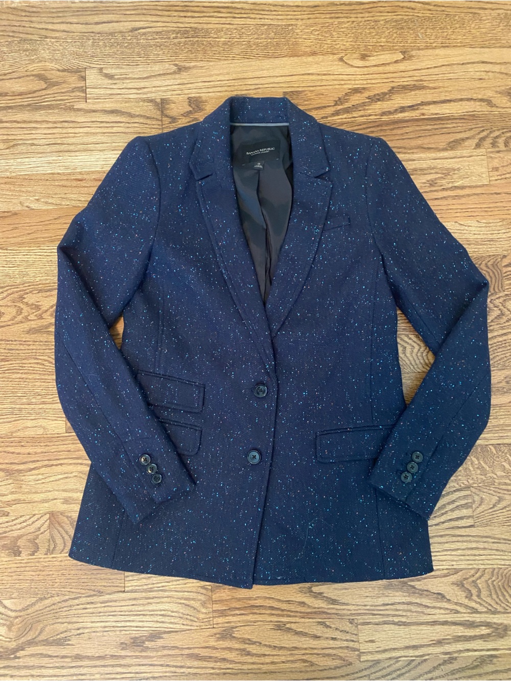 Banana Republic Navy Speckled Long Sleeve Dress